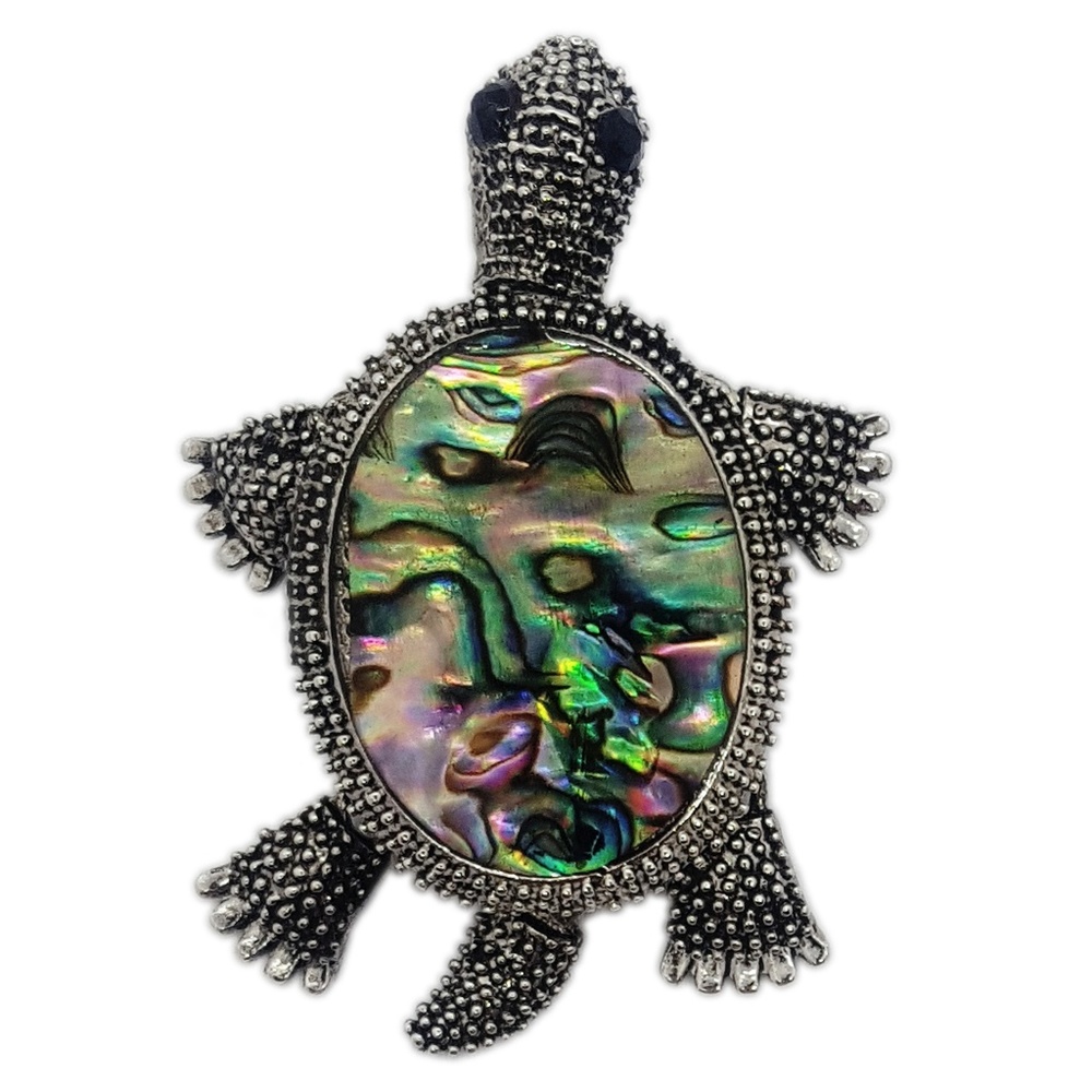 Silver Abalone Turtle  Motion Brooch/Pendant
